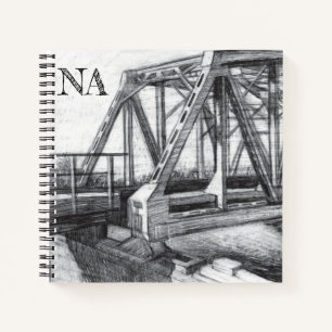 Brug oude pencilart Monochrome Notitieboek