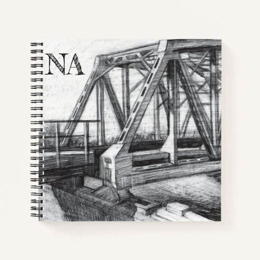 Brug oude pencilart Monochrome Notitieboek (Voorkant)