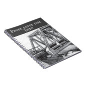 Brug oude pencilart Monochrome Notitieboek (Rechterzijde)