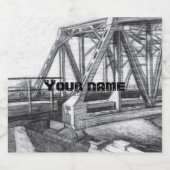 Brug oude pencilart zwart-wit zwart-wit bier etiket (Enkel label)