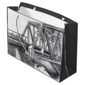 Brug oude pencilart zwart-wit zwart-wit groot cadeauzakje (Achterkant Gekanteld)