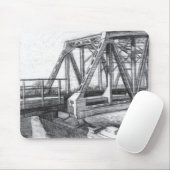 Brug oude pencilart zwart-wit zwart-wit muismat (Met muis)