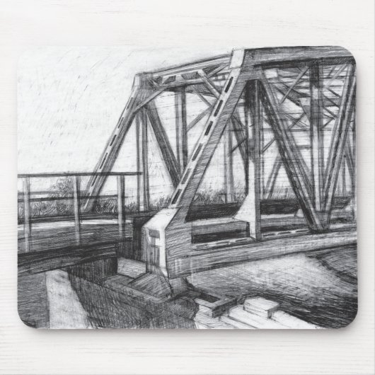 Brug oude pencilart zwart-wit zwart-wit muismat (Voorkant)