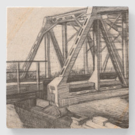 Brug oude pencilart zwart-wit zwart-wit stenen onderzetter