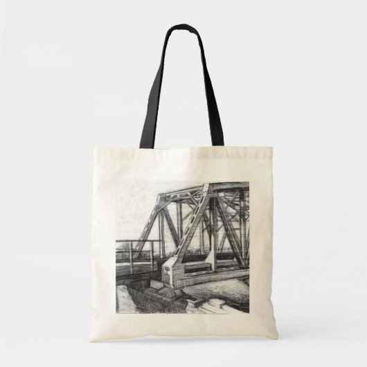 Brug oude pencilart zwart-wit zwart-wit tote bag (Voorkant)