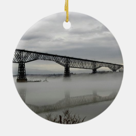 Brug over de Hudson Keramisch Ornament (Achterkant)