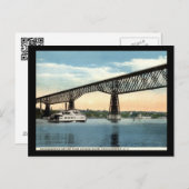 Brug over de Hudson rivier, Vintage Poughkeepsie Briefkaart (Voorkant / Achterkant)