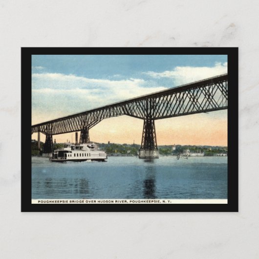 Brug over de Hudson rivier, Vintage Poughkeepsie Briefkaart (Voorkant)