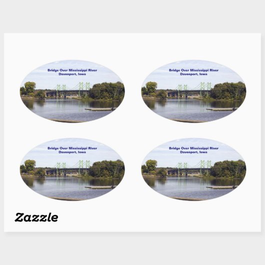 Brug over de Mississippi Davenport, Iowa Ovale Sticker (Vel)
