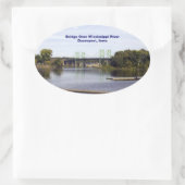 Brug over de Mississippi Davenport, Iowa Ovale Sticker (Tas)