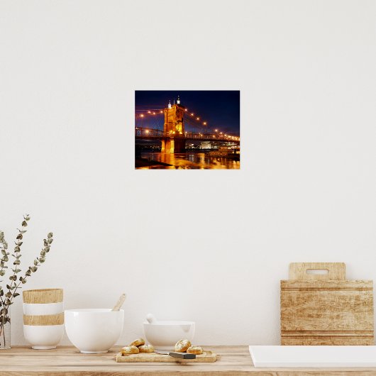 Brug over de Ohio-rivier in Cincinnati Ohio Poster (Keuken)