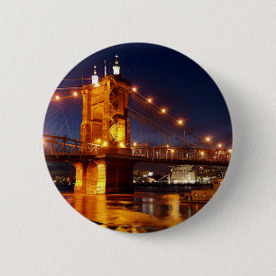 Brug over de Ohio-rivier in Cincinnati Ohio Ronde Button 5,7 Cm