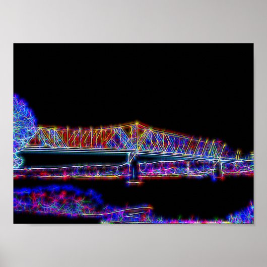 Brug over de Ohio-rivier in Neon Lights Poster (Voorkant)