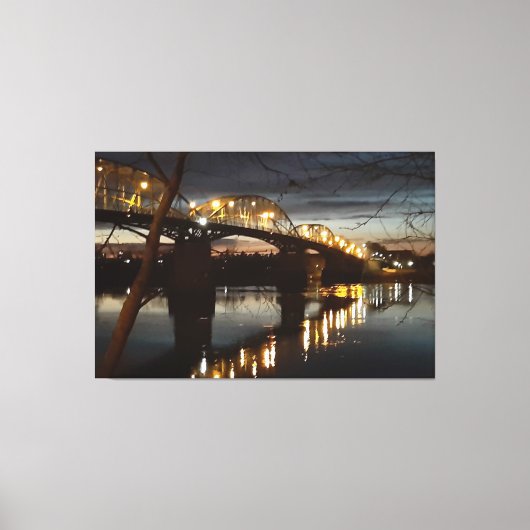 Brug over de rivier de Donau. Canvas Afdruk (Voorkant)