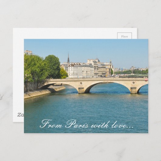 Brug over de Seine in Parijs, Frankrijk Briefkaart (Voorkant / Achterkant)
