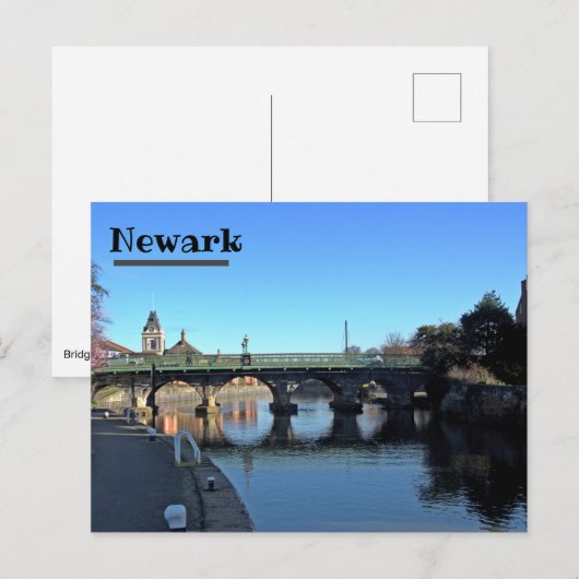 Brug over de Trent in het Briefkaart van Newark (Voorkant / Achterkant)