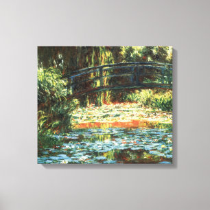 Brug over de vijver met waterlelies door Claude Mo Canvas Afdruk