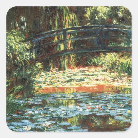 Brug over de waterlieveling door Claude Monet Vierkante Sticker (Voorkant)
