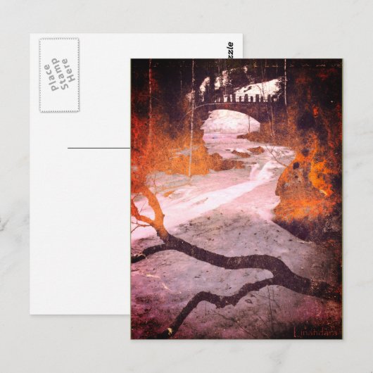Brug over een bevroren stroom door Linandara Briefkaart (Voorkant / Achterkant)