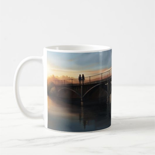 Brug over een rivier koffiemok (Links)