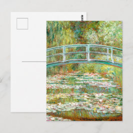Brug over een vijver met waterlelies van Claude Mo Briefkaart