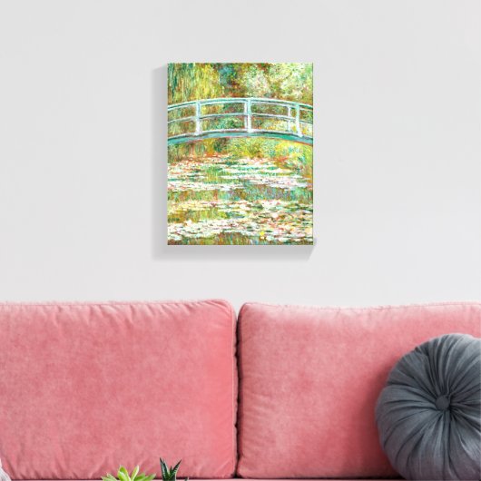 Brug over een waterkant van Claude Monet Canvas Afdruk (Insitu (Woonkamer))