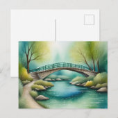 Brug over een waterverf schilderij briefkaart (Voorkant / Achterkant)