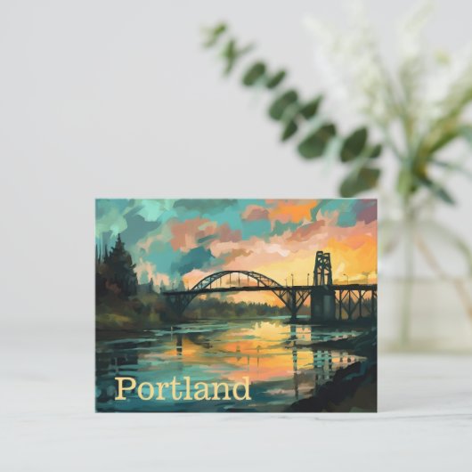 Brug over het Briefkaart van de Sunset Portland (Staand voorkant)