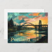 Brug over het Briefkaart van de Sunset Portland (Voorkant / Achterkant)