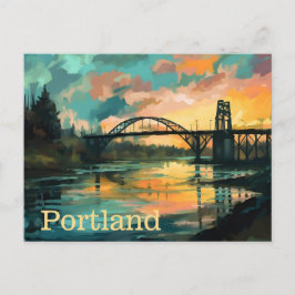 Brug over het Briefkaart van de Sunset Portland