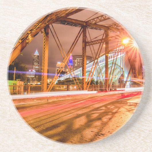 brug over het centrum van de stad zandsteen onderzetter (Voorkant)