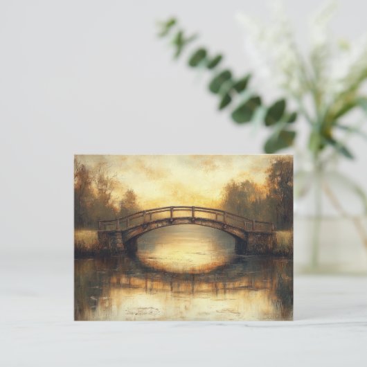  brug over het landschap van de rivierschilderkuns briefkaart (Staand voorkant)