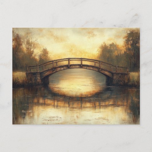  brug over het landschap van de rivierschilderkuns briefkaart (Voorkant)