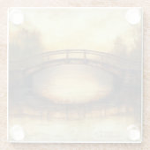  brug over het landschap van de rivierschilderkuns glazen onderzetter (Achterkant)