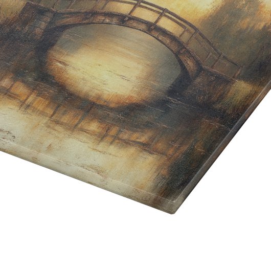  brug over het landschap van de rivierschilderkuns snijplank (Hoek)