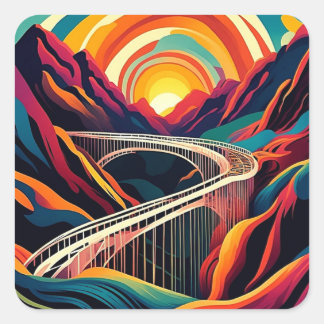 Brug over het ravijn 3 vierkante sticker