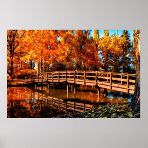 Brug over naherfstwater poster
