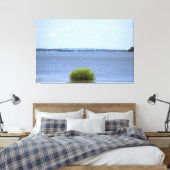 Brug over rustige rivier canvas afdruk (Insitu (Slaapkamer))