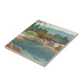 Brug over water  Japanse kunst Ukiyo-E Tegeltje (Zijkant)