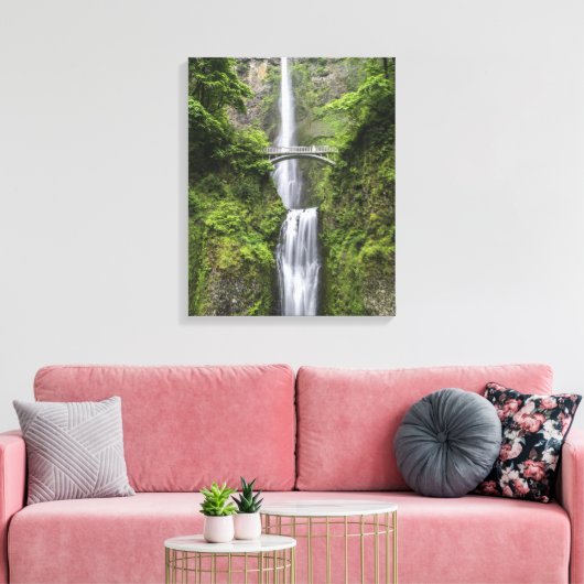 Brug over waterval Schilderachtig Uitzicht Foto Canvas Afdruk (Insitu (Woonkamer))