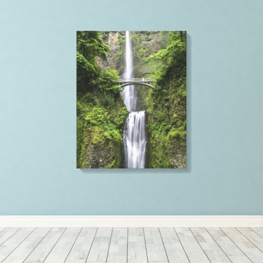 Brug over waterval Schilderachtig Uitzicht Foto Canvas Afdruk (Insitu (Houten vloer))