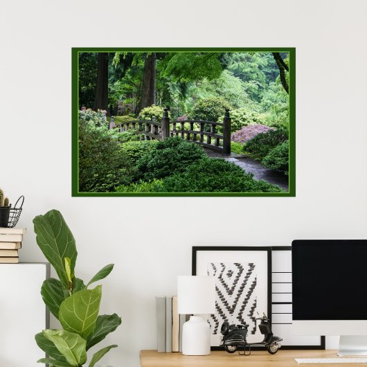Brug - Portland Japanse tuin Poster (Thuiskantoor)