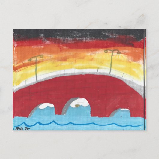Brug 's nachts briefkaart (Voorkant)