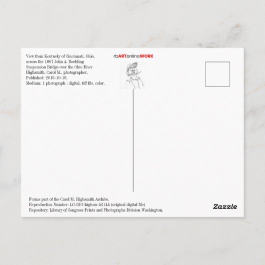 Brug Uitzicht naar Cincinnati Briefkaart (Achterkant)