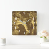 Brug van Bloemen in Sepia Vierkante Klok (Huis)