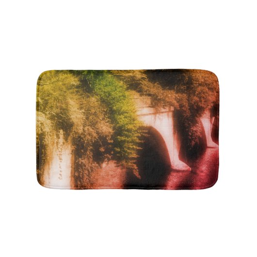 Brug van bloemen  van gedeeltelijke kleur vervormi badmat (Voorkant)