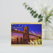 Brug van Brooklyn, verlicht stadslicht Briefkaart (Staand voorkant)