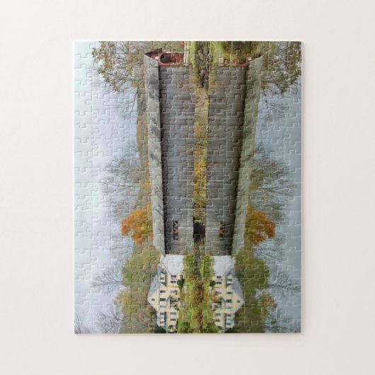 Brug van de groene rivier de Covered - Vermont Legpuzzel (Verticaal)