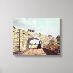Brug, van de spoorweg Liverpool en Manchester Canvas Afdruk