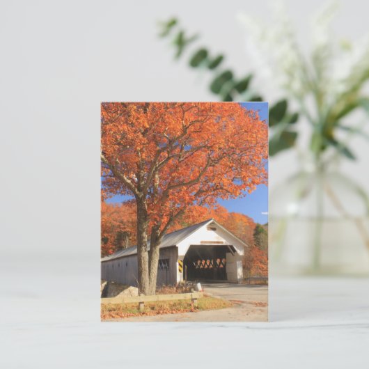 Brug van de West-rivier de Covered en Oak Vermont Briefkaart (Staand voorkant)